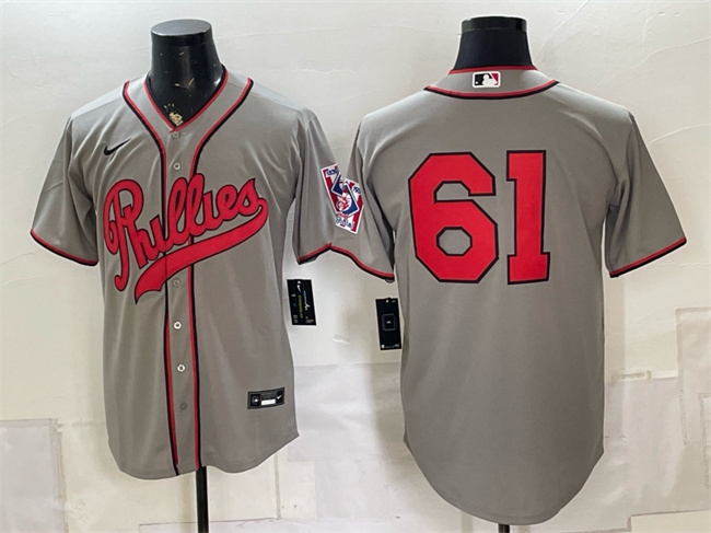 Men's Philadelphia Phillies #61 Cristopher Sánchez Gray 2026 Field of Dreams Stadium Stitched Baseball Jersey